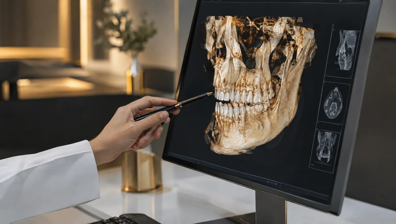 3D CT 화면을 짚으며 확인하는 연출 이미지